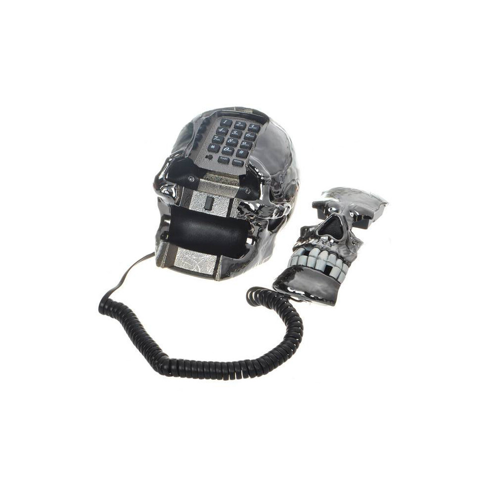 Unique Black Skull Skeleton Shaped Land Line Telephone