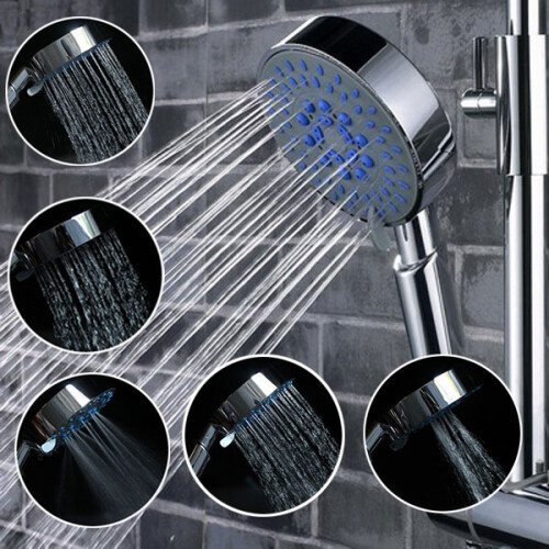 5-Mode Multifunction Chrome Adjustable Shower Head with 48 Outlets, Ergonomic Handle, Standard Fitting for Most Shower Pipes 1