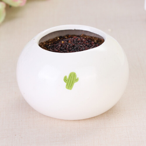 DIY Mini Ceramic Cactus Grass Potted Plant Desktop Office Decor 2