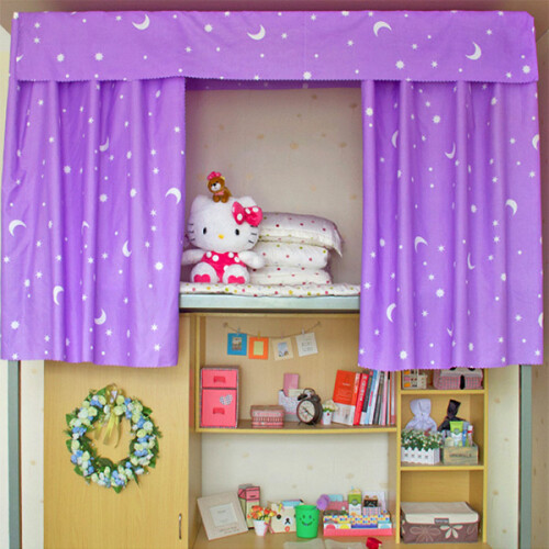 Dormitory Bunk Bed Curtain Silver Plating Star Moon Shade Cloth 1