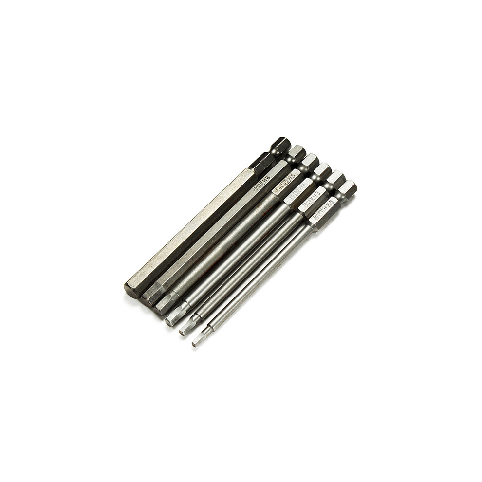 6Pcs 100Mm Length 1/4 Inch Hex Shank Magnetic Hexagon Head Screwdriver Bit Set 760882876345