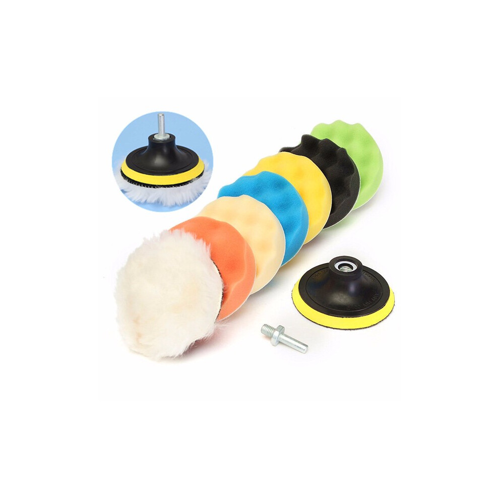 Drillpro 8Pcs 5 Inch Woolen Polishing/Buffing Pad Kit For Car Polisher 300743150100