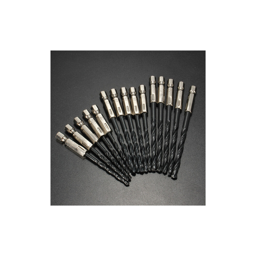 15Pcs 3/4/5Mm Hss 1/4 Inch Hex Shank Twist Drill Bit 6260434854103