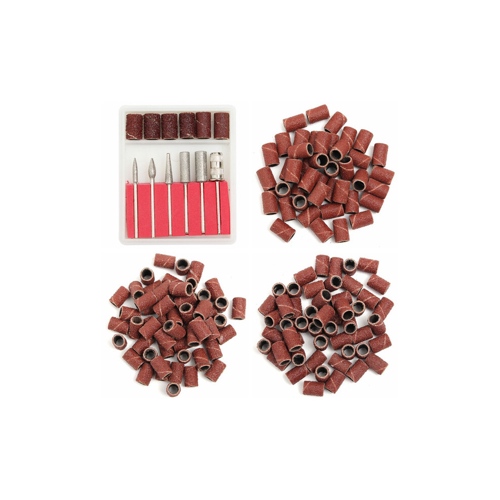 300Pcs 80/120/180 Grit Drill Sanding Bands With 6 Replacement Bits Set 731943292886