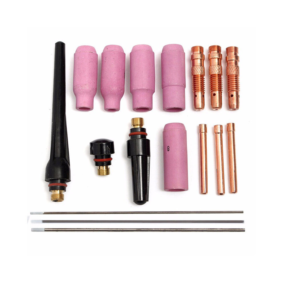 17Pcs Tig Welding Torch Cup Collet Body Nozzle Tungsten Kit Wp-17 Wp-18 Wp-26 712306168185