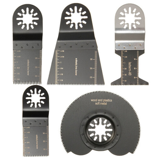 5-Piece Universal Oscillating Multitool Blade Set for Parkside/Workzone/Einhell/Challenge/AEG — Bi-Metal, Fine-Tooth & Flush-Cut Blades