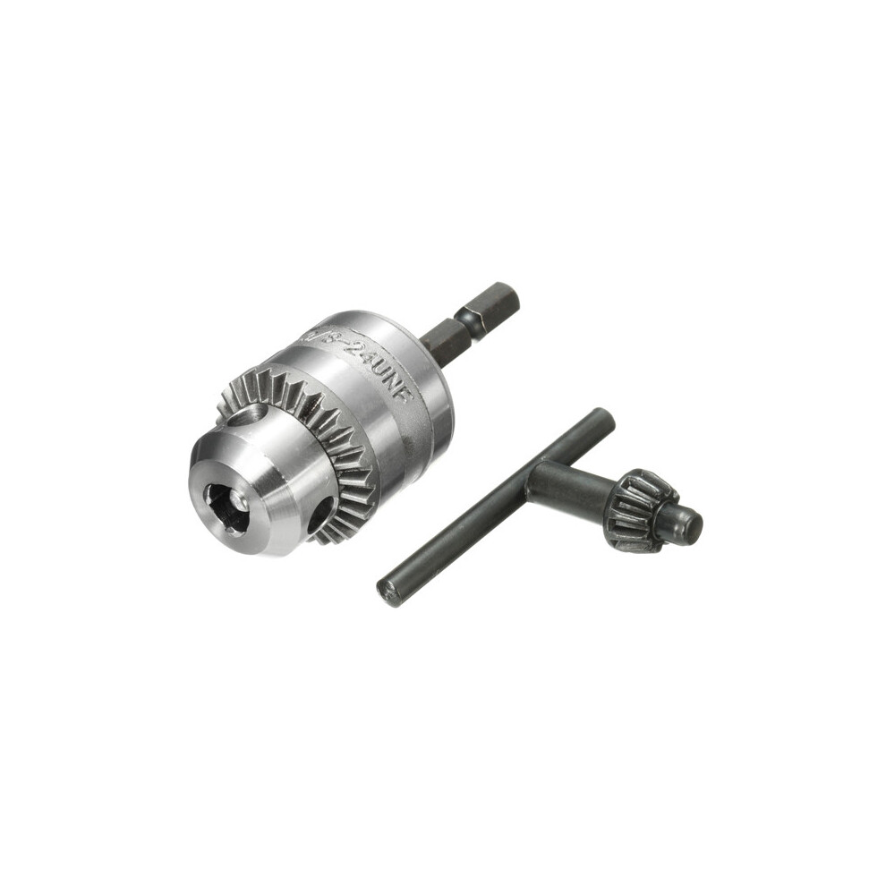 0.6-6Mm Drill Chuck Driver Converter 3/8 Inch 24Unf With 1/4 Inch Hex Shank Adaptor 600169650438