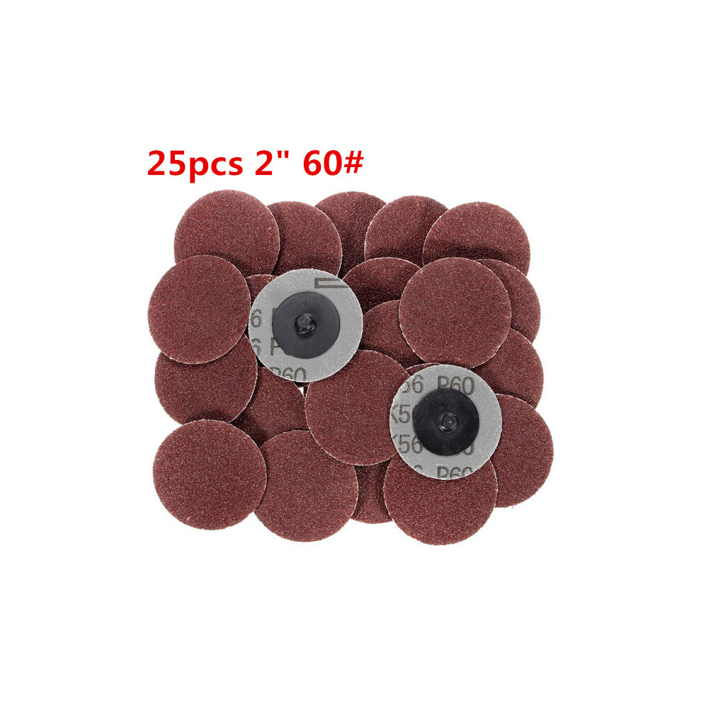 25pcs 2 Inch 60 Grit Roll Lock Sanding Discs R-Type Abrasive Sanding Pads