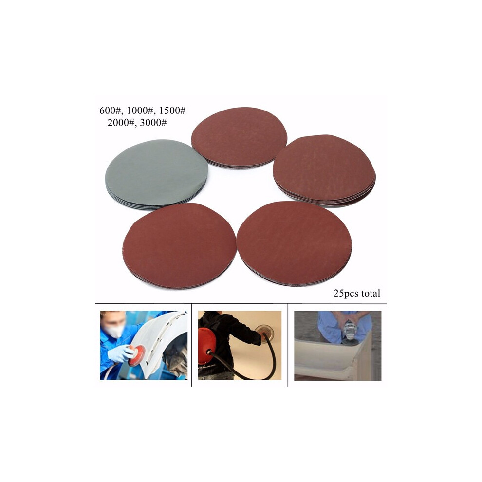 25Pcs 600-3000 Grit 6 Inch Sanding Discs Sandpaper 784958624265