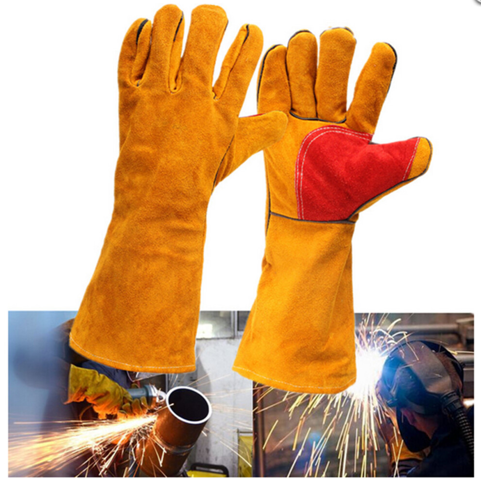 16Inch Heavy Duty Lined Reinforced Palm Welding Gauntlets Welder Labor Gloves 791177509396