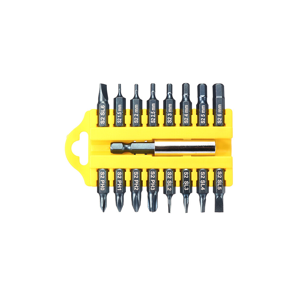 Broppe 17Pcs 1/4 Hex Shank Screwdriver Bits Set Hex Phillips Slotted Screwdriver Bits With Holder 6901251071280