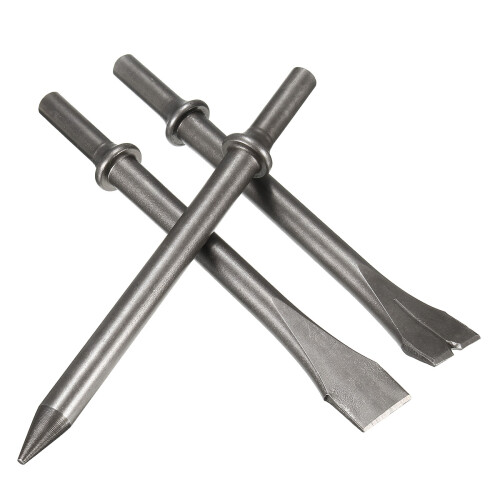 3 Pcs 7'' Length Air Hammers Punch Chipping Chisel Set Round Bar Tool Accessory 2