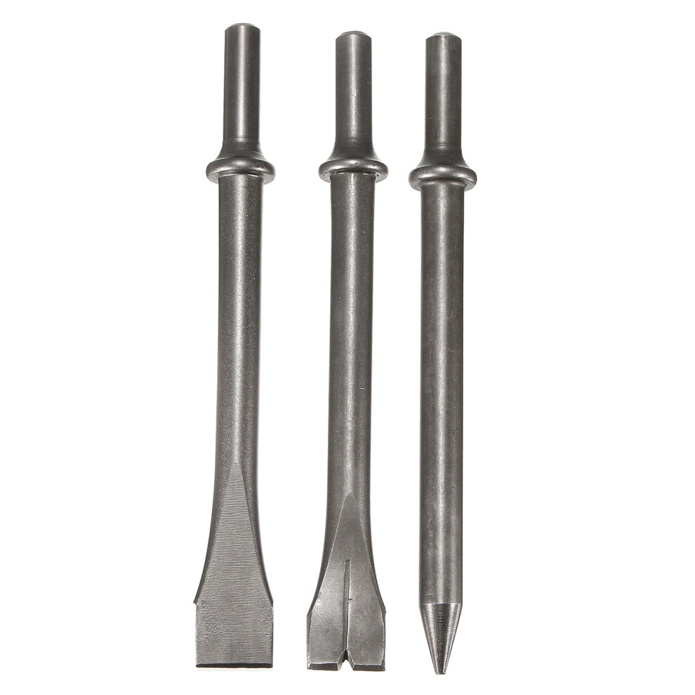 3 Pcs 7'' Length Air Hammers Punch Chipping Chisel Set Round Bar Tool Accessory 4711870420565