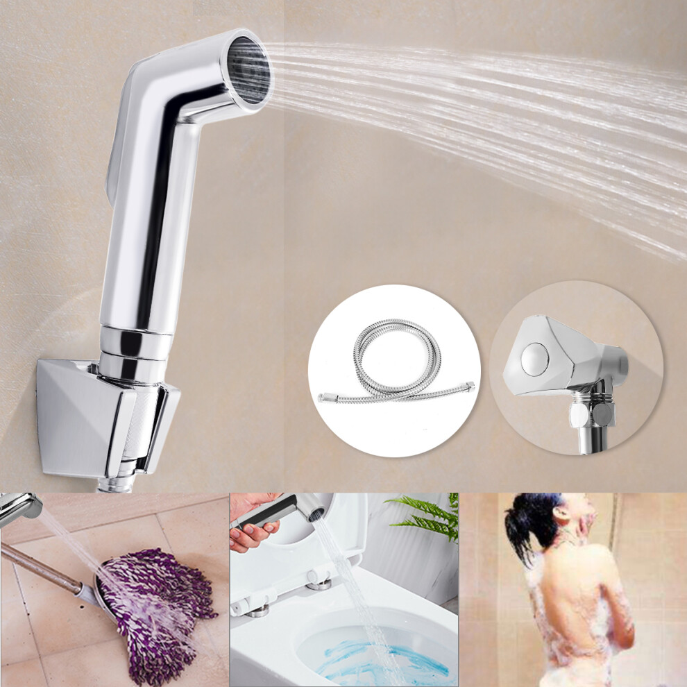 Bidet Shattaf Douche Spray Shut Off Valve Chrome Toilet Shower Head Hose Bathroom Accessories Set 730669466526