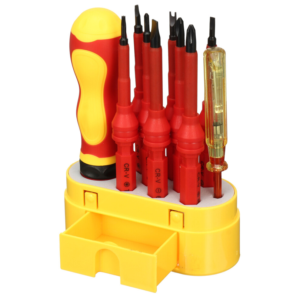 10Pcs 500V Electronic Insulated Hand Screwdriver Set Kit Repair Tools 755371614737