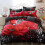 3D Printed Bedding Sets Bedclothes Red Rose Bed Sheet Cover With 2 Pillowcases 1