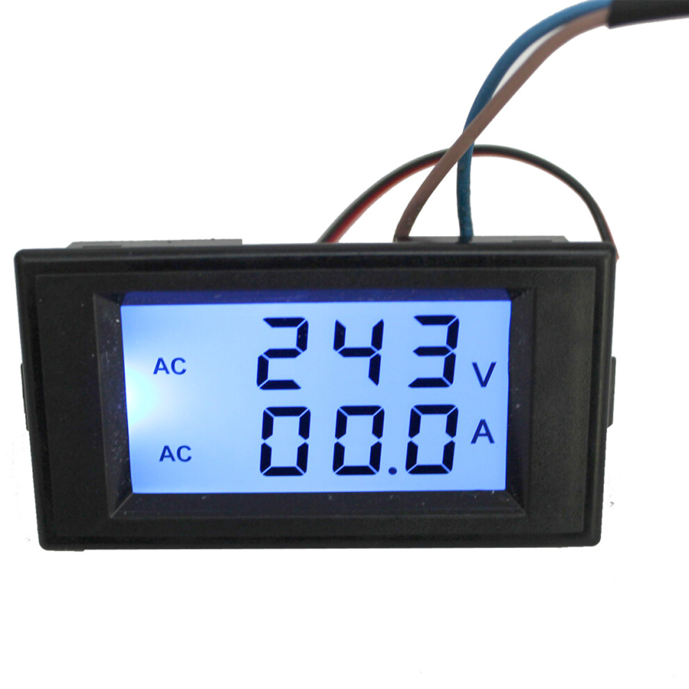 D69-2042 Digital Ac Voltmeter Ammeter 300V 100A Blue Lcd Dual Panel Volt Amp Combo Meter+Ct 110V 3345536030860