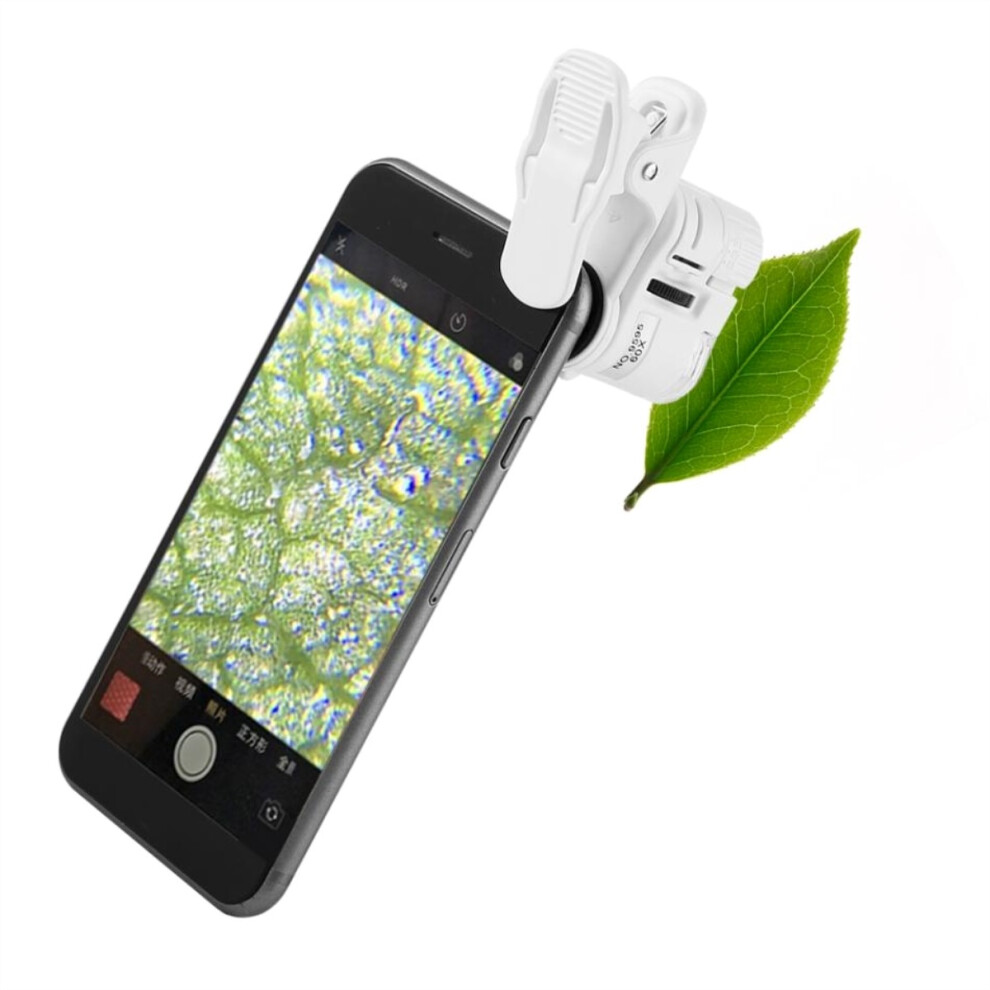 60X Phone Microscope Lens Magnifier Clip With Led Uv Currency Detector Light 190268087520