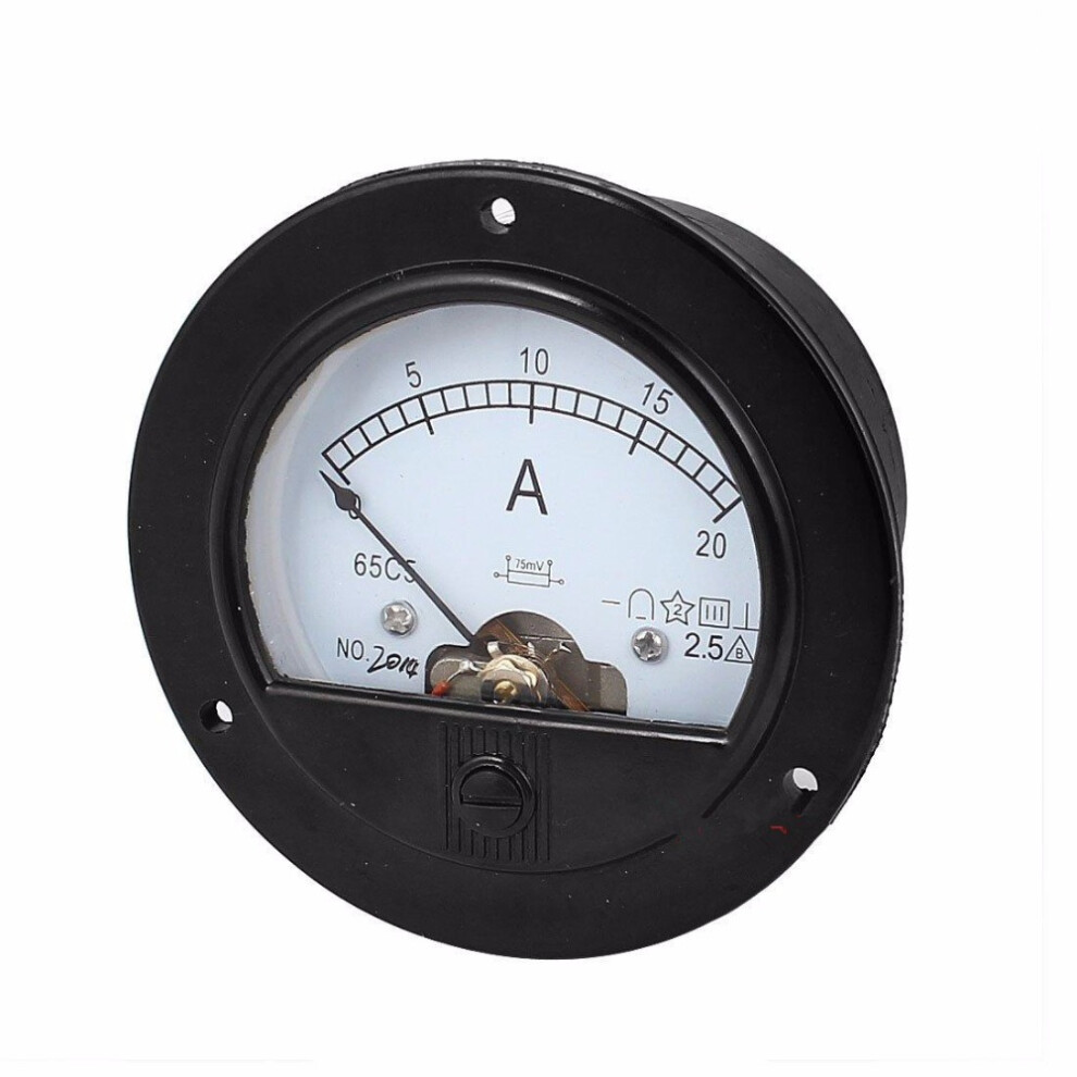Dc 20A Round Analog Ammeter Panel Amp Current Meter 65C5 Diameter 90Mm 0-20A Dc 6906138418592