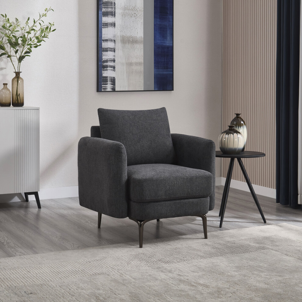 (Charcoal) SOFIA MODERN SCANDI STYLE FABRIC LIVING ROOM CHAIR