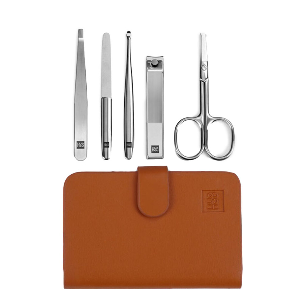 HUOHOU 5PCS/Set Stainless Steel Nail Clipper Beauty Scissors Tweezer Curette Stainless Steel Nail Clippers Set - PCS