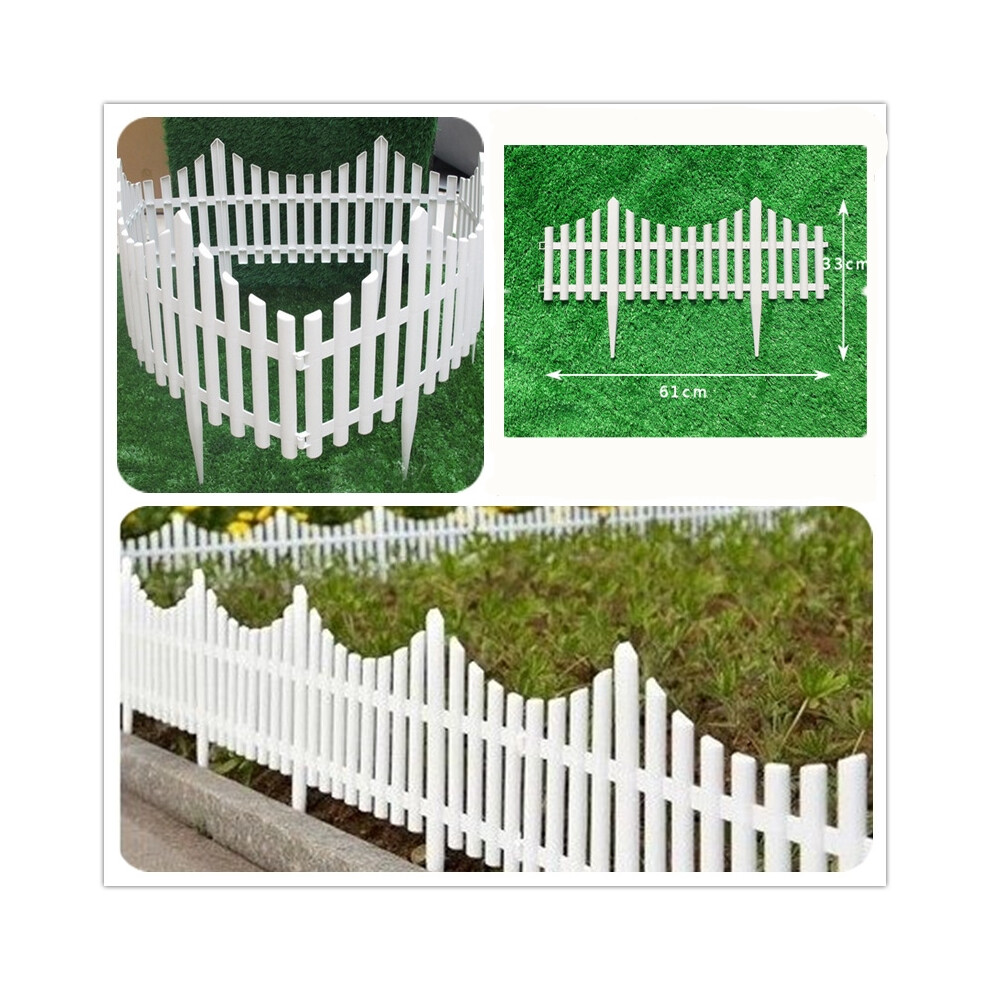 12 White Flexible Plastic Garden Picket Fence Lawn Grass Edge Edging Border Decorations 642209813243