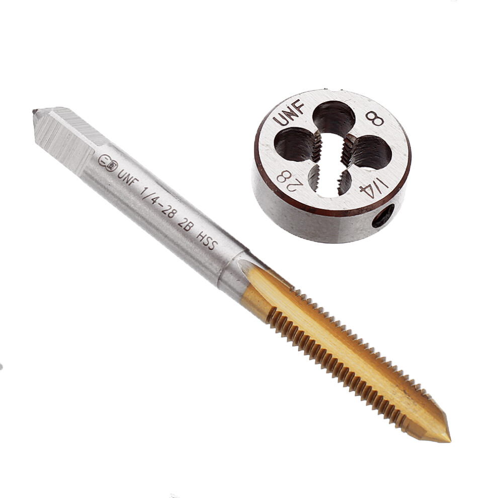 Drillpro 1/4-28 Unef Right Hand Screw Tap With Or Without Titanium Coating Thread Tap With Round Thread Die 6900057420421