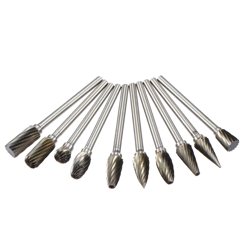 Drillpro 10Pcs 6Mm Tungsten Steel Grinding Burrs Rotary File 190268397117