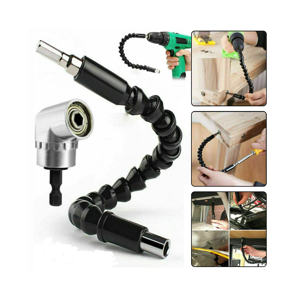 105 Degree Right Angle Drill Adapter With Flexible Shaft Bits Extension Shaft With Screwdriver Bit Holder 631661837898
