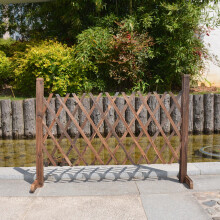 Decorations Expanding Portable Fence Wooden Screen Gate Pet Dog Patio Garden Lawn Barrier ~