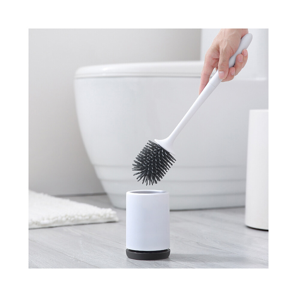Wall Mounted /Floor Stand 360 TPR Soft Bristle Silicone Toilet Cleaning Brushes with Holder