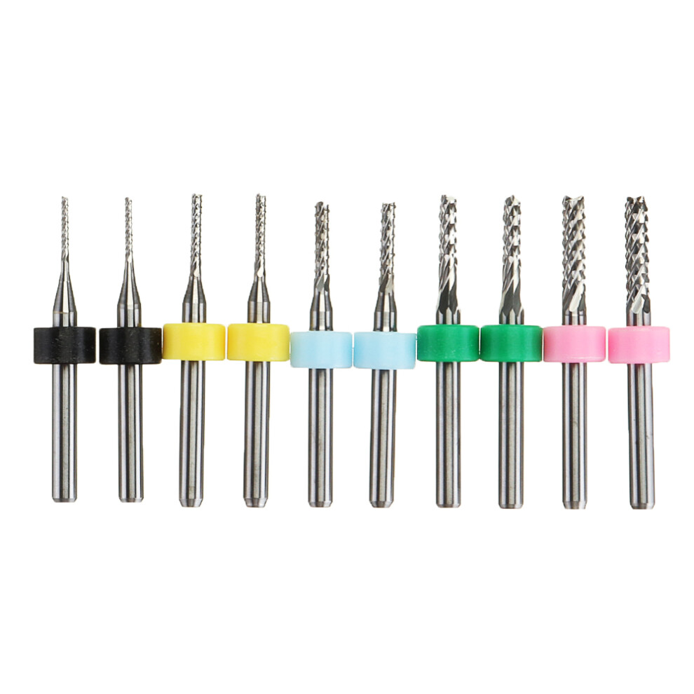 Drillpro 10Pcs 1.0-3.0Mm End Mill Engraving Milling Cutter With Stop Ring Carbide Bits Pcb Drill Bit Set 6906140107972
