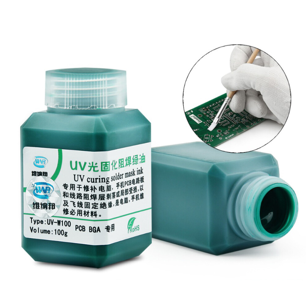 Wnb 100G Green Oil Uv Solder Mask Ink Bga Pcb Paint Prevent Corrosive Arcing Soldering Paste Flux Ink 5693755764362