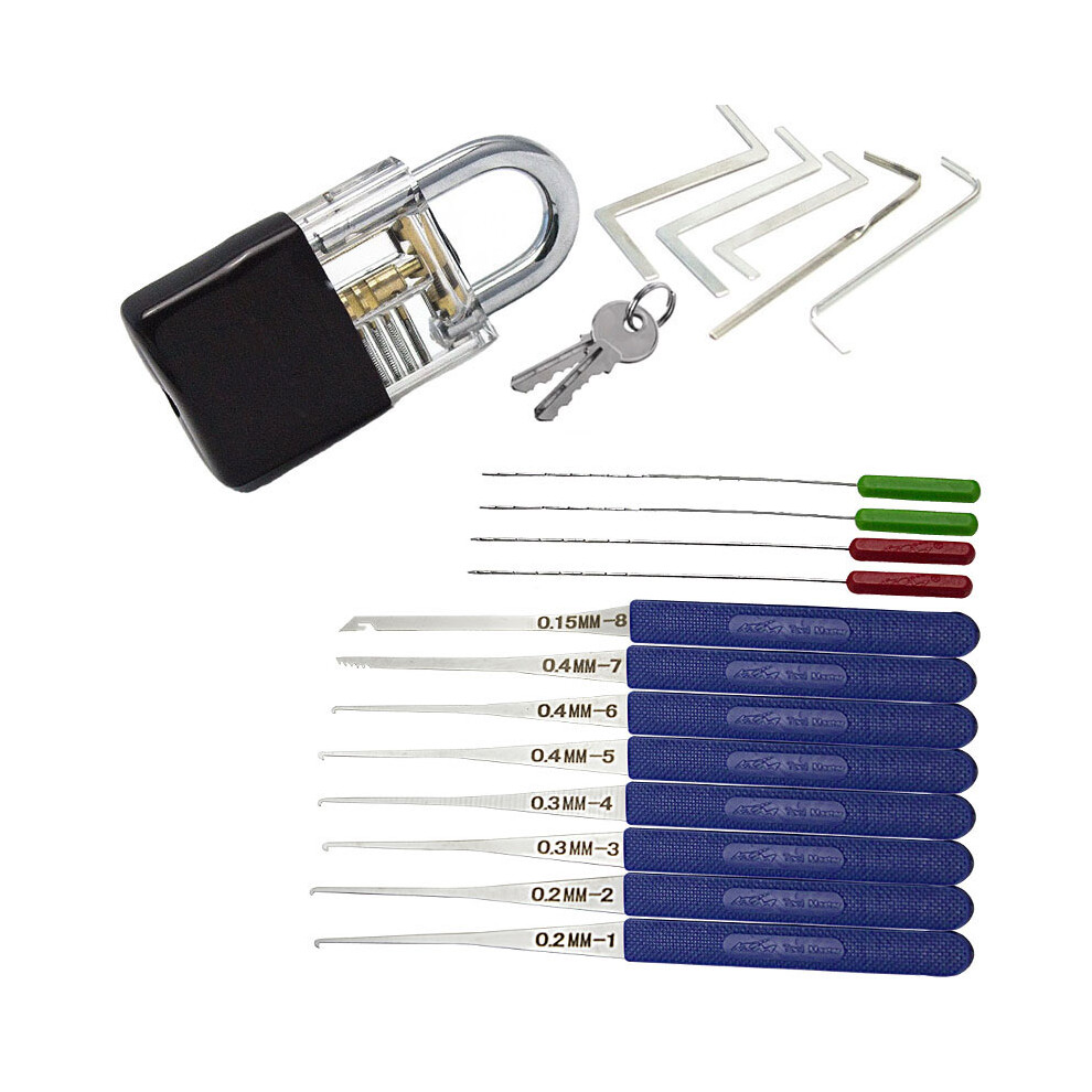 Locksmith Tension Tool Practice Lock Picks Set Combination Broken Key Extractor Tools Transparent Lock With Silicone 6906141580316