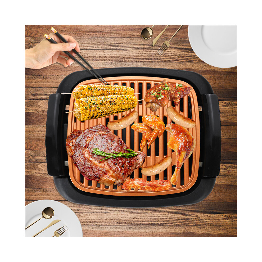 Smokeless Electric Roast BBQ Grill Indoor Grill Nonstick Pan & Portable Outdoor Barbecue Grill