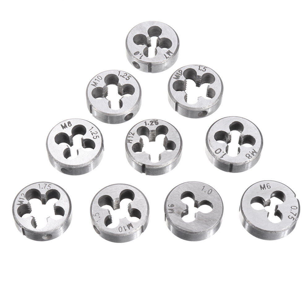 Drillpro 10Pcs Metric Circular Die Set M6/M7/M8/M10/M12 Thread Die For Screw Tap 6901251059837