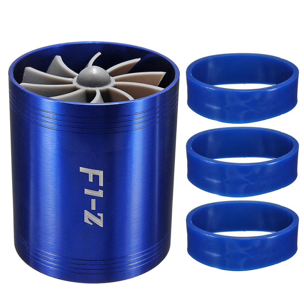 Universal Car Double Turbine Turbo Air Intake Gas Fuel Saver Fan Turbocharger 608641406771