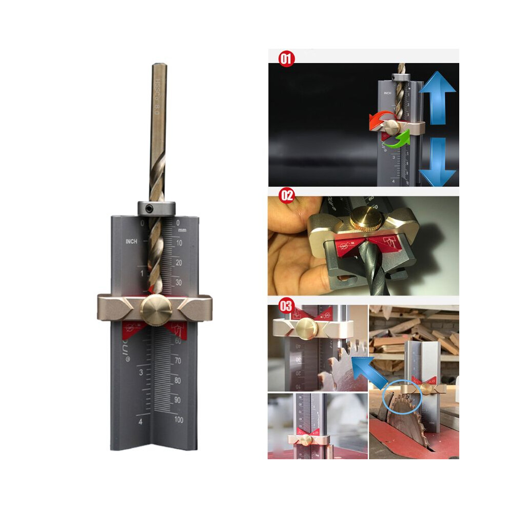 Multi-Functional Woodworking Tools Height Gauge Limit Ring Installation Aid Drill Angle Measurer High Precision Ruler 8099713315916