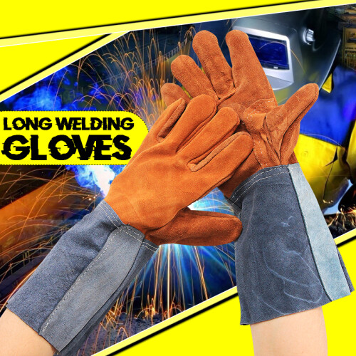 Welding Gloves Welders Work Soft Cowhide Leather Plus Gloves for Protecting Hand Tool 2