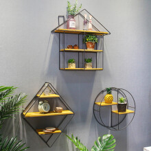 Round Shelf Wood Storage Bookshelf Wall Mounted Floating Shelf Home Decor