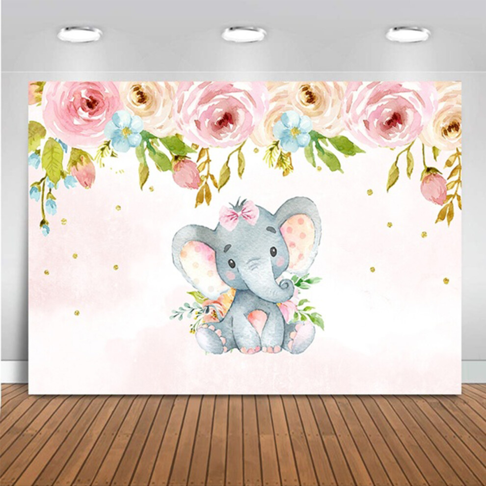 2 Types Cute Elephant Shower Backdrop Birthday Party Baby Photography Background Cloth Studio Props 728430841665