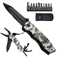 [Enhance Version] GHK-MK92 13 In 1 Multifunctional Camouflage Tools Folding Outdoor Tool Kitchen Bottle Opener Sharp Pocket Multitool Knife Plier