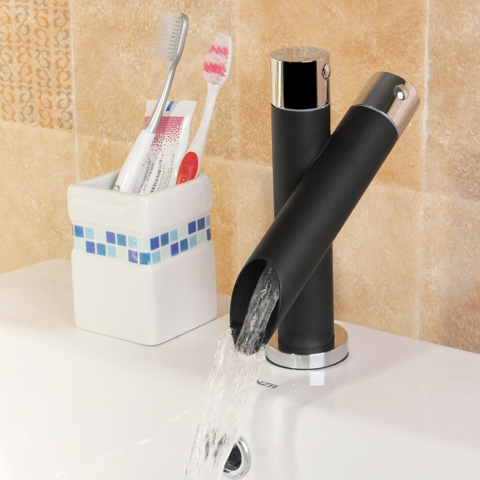 Widespread Bathroom Basin Faucet Oil Rubbed Bronze Waterfall Sink Mixer Tap 614158422791