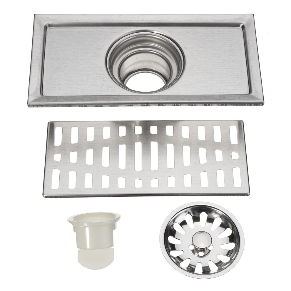 20x10cm Stainless Steel Floor Drain Tile Linear Shower Wetroom Bathroom