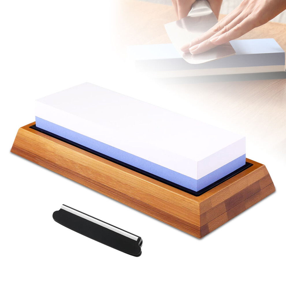 Myvit 2 In 1 Cutter Sharpener Whetstone Sharpen Stone Grinding Stone System Water Stone Honing With Bamboo Holder 6906143005848
