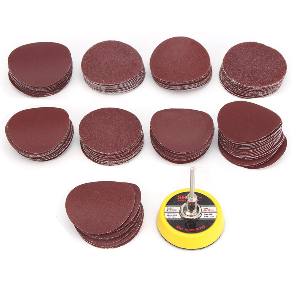 50mm Sanding Disc with 100pcs 60-2000 Grit Round Sandpaper for Polishing