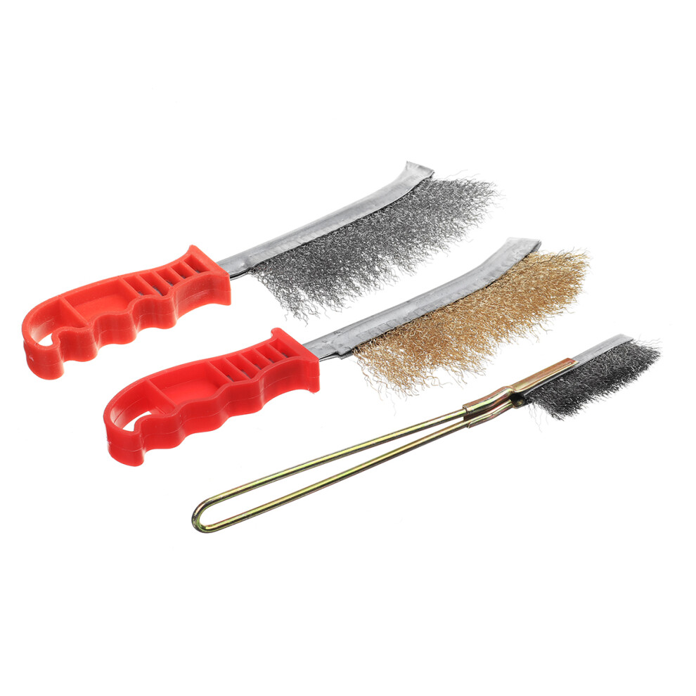 3Pcs Wire Cleaning Brush Set Detailing Polish Steel Wire Copper Plating Plastic Rust Removal 429021078346