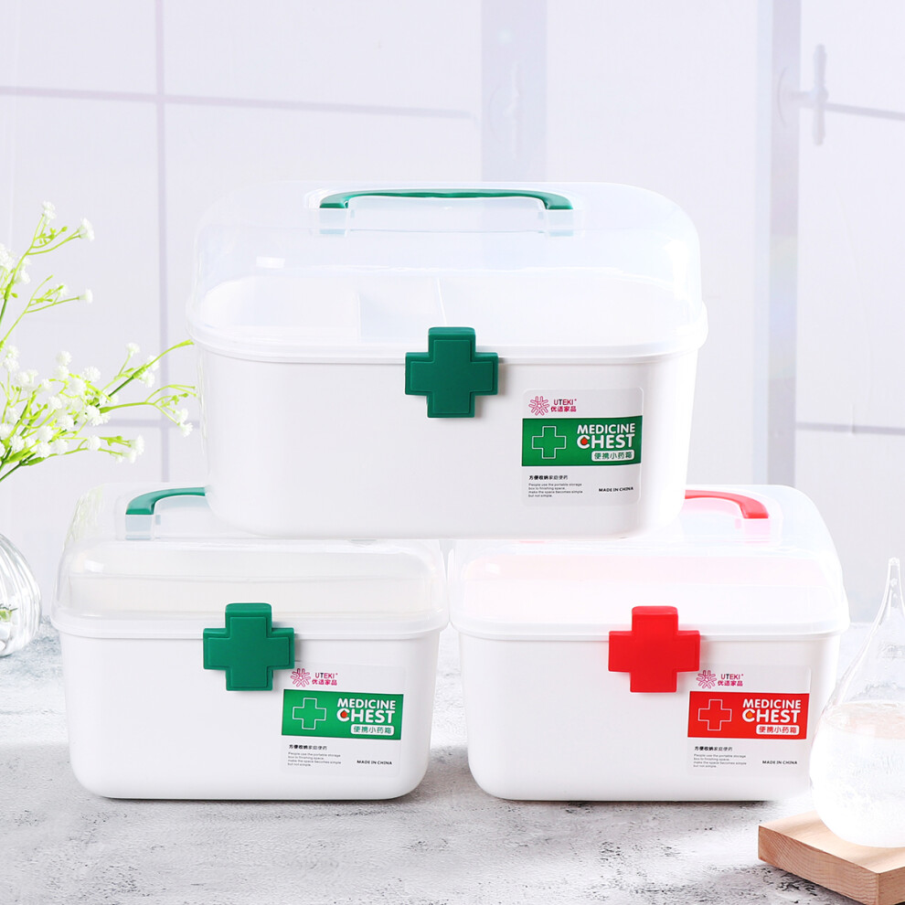 Red/Green First Aid Kit Medicines Box Pill Storage Container Emergency Case