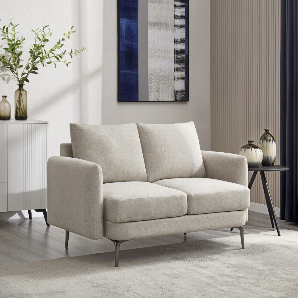 More4homes (Beige) Sofia Modern Fabric Living Room 2 Seater Sofa