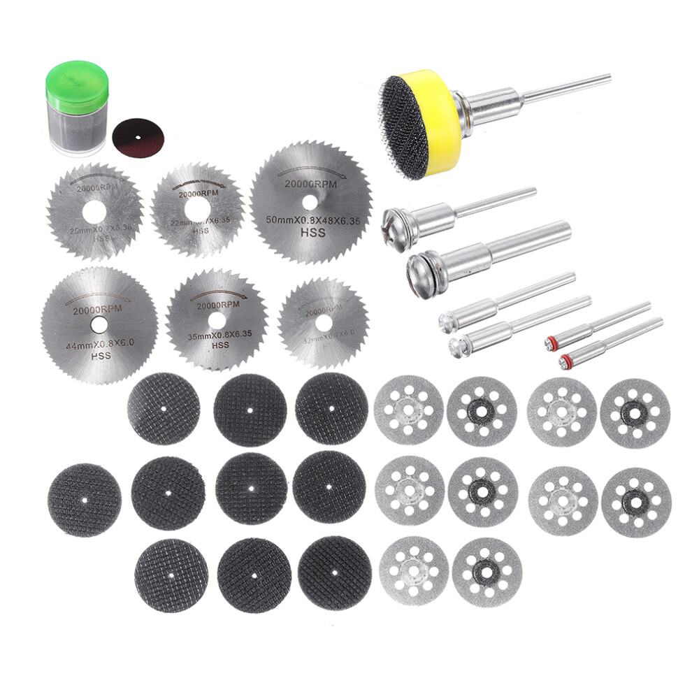 Drillpro 63Pcs Diamond Cutting Disc Grinding Wheel Circular Saw Blade For Rotary Tool Wood Cutting Disc 631661748064